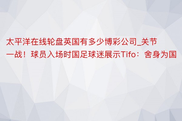 太平洋在线轮盘英国有多少博彩公司_关节一战！球员入场时国足球迷展示Tifo：舍身为国