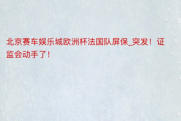 北京赛车娱乐城欧洲杯法国队屏保_突发！证监会动手了！