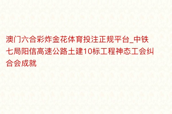 澳门六合彩炸金花体育投注正规平台_中铁七局阳信高速公路土建10标工程神态工会纠合会成就