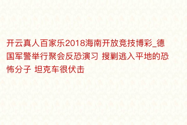 开云真人百家乐2018海南开放竞技博彩_德国军警举行聚会反恐演习 搜剿逃入平地的恐怖分子 坦克车很伏击