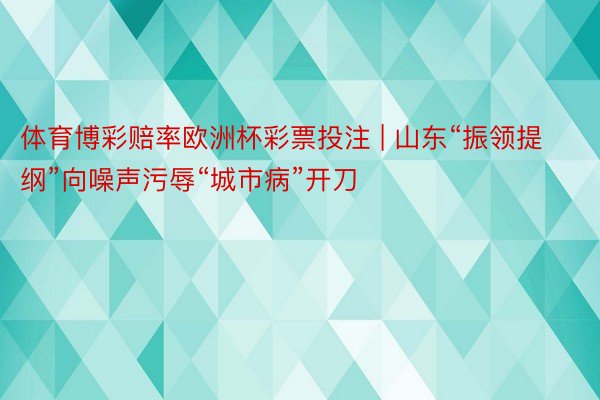 体育博彩赔率欧洲杯彩票投注 | 山东“振领提纲”向噪声污辱“城市病”开刀