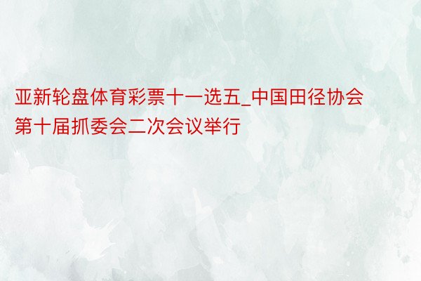 亚新轮盘体育彩票十一选五_中国田径协会第十届抓委会二次会议举行