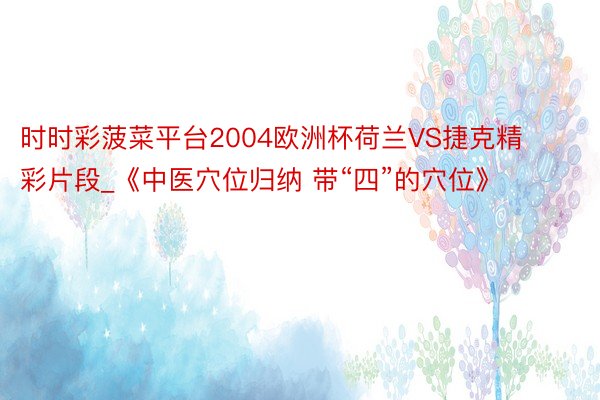 时时彩菠菜平台2004欧洲杯荷兰VS捷克精彩片段_《中医穴位归纳 带“四”的穴位》