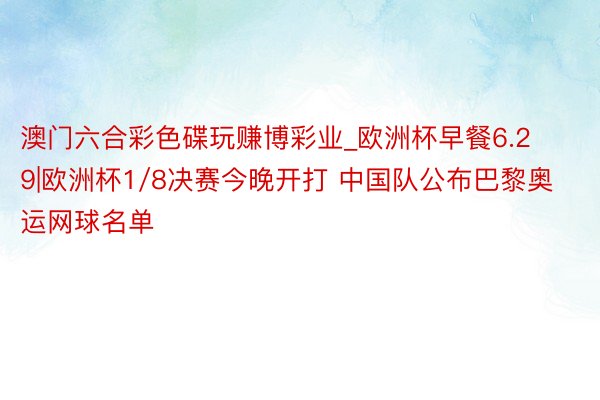 澳门六合彩色碟玩赚博彩业_欧洲杯早餐6.29|欧洲杯1/8决赛今晚开打 中国队公布巴黎奥运网球名单