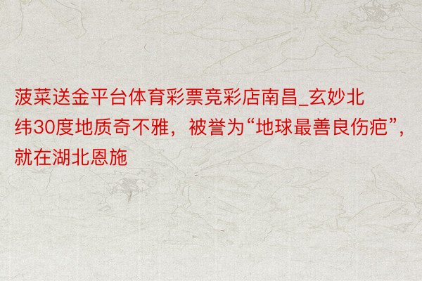 菠菜送金平台体育彩票竞彩店南昌_玄妙北纬30度地质奇不雅,被誉为“地球最善良伤疤”,就在湖北恩施